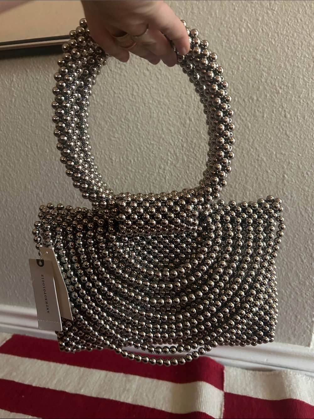 NWT Silver Beaded Anthropologie Bag - Picture 5 of 8